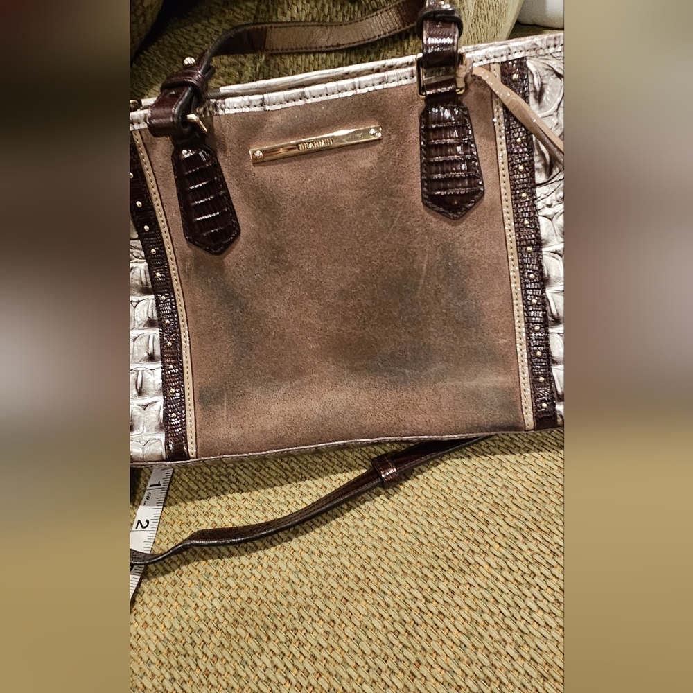 Brahmin Autantic Vintage Tuscan Addison Suede & Croc Leather Satchel - - Picture 7 of 16